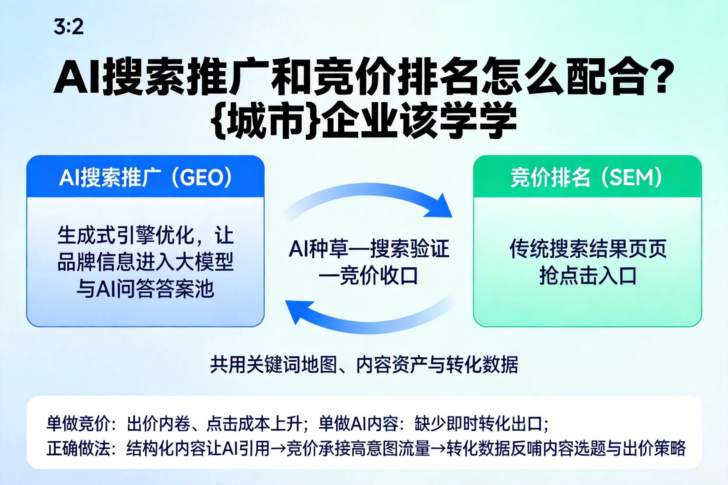 AI搜索推广和竞价排名怎么配合？宝鸡企业该学学