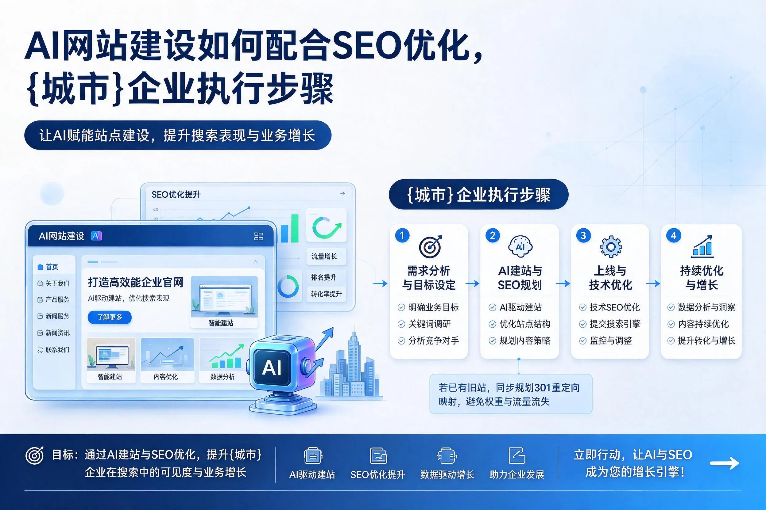 AI网站建设如何配合SEO优化，宝鸡企业执行步骤