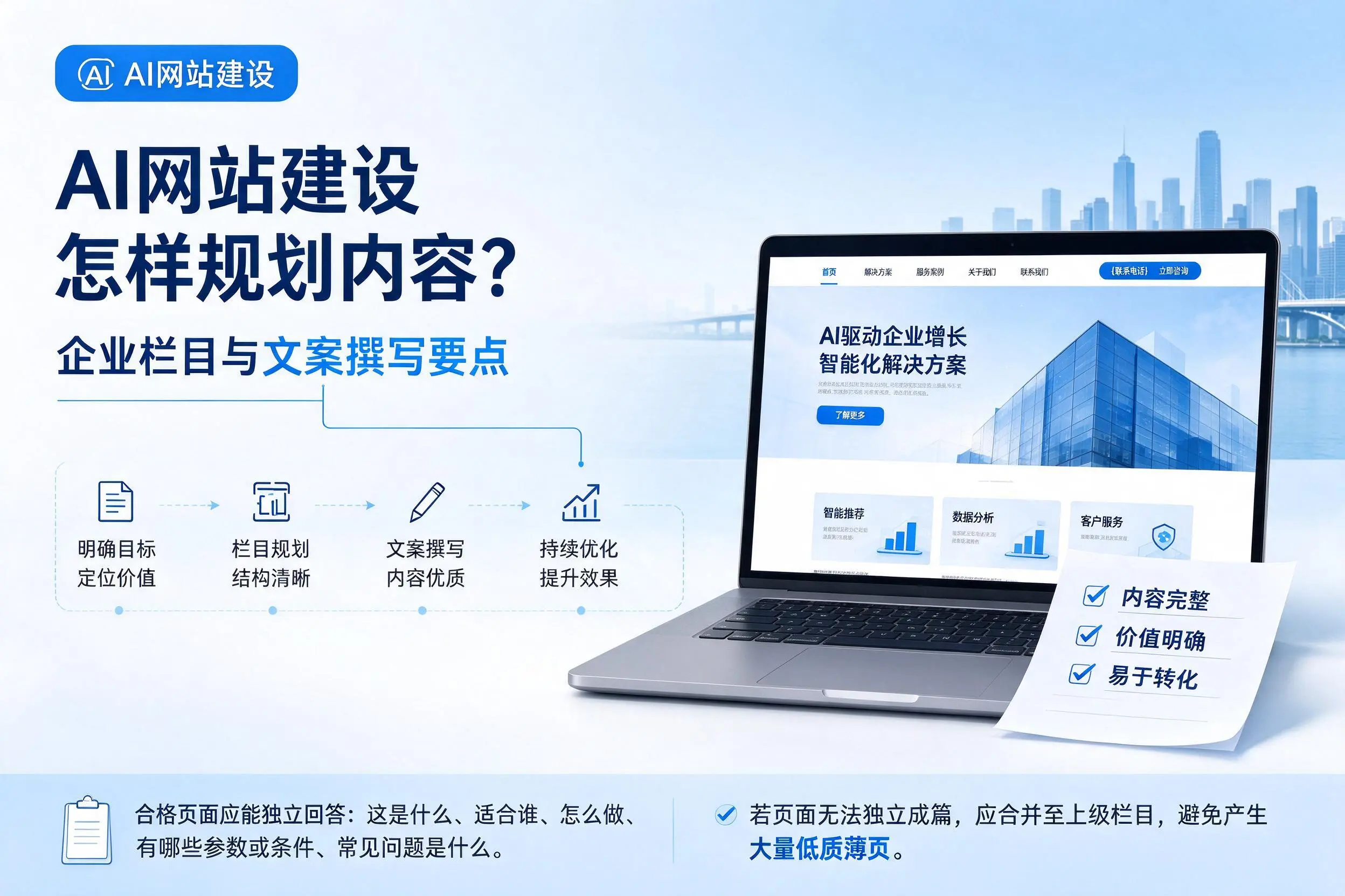 AI网站建设怎样规划内容?宝鸡企业栏目与文案撰写要点